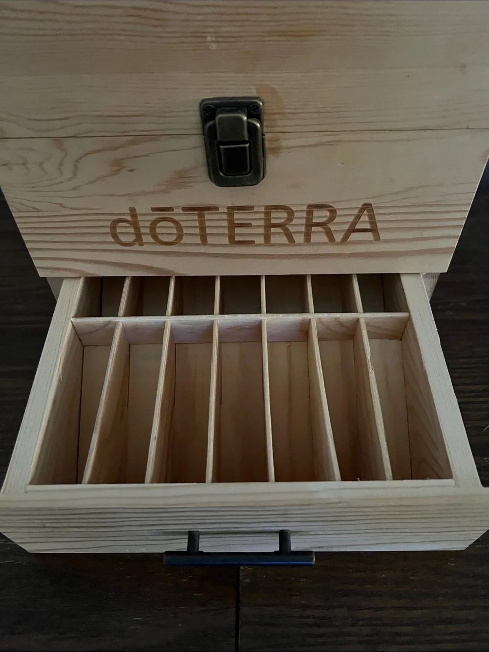 Doterra Natural Wood Storage Box with Metal Latch